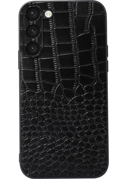 Samsung Galaxy S23 Için Shock Anti-Shock Timsah Doku Telefon Kılıfı Orijinal Cowhide Deri Kaplamalı Pc+Tpu Kırpma Dayanıklı Cep Telefonu Kapağı (Yurt Dışından)