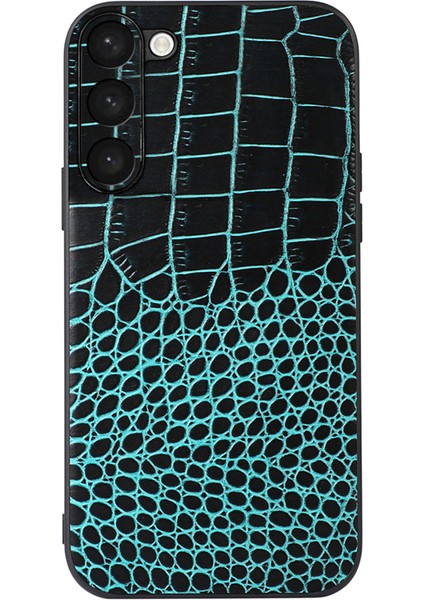 Samsung Galaxy S23 Için Shock Anti-Shock Timsah Doku Telefon Kılıfı Orijinal Cowhide Deri Kaplamalı Pc+Tpu Kırpma Dayanıklı Cep Telefonu Kapağı (Yurt Dışından)