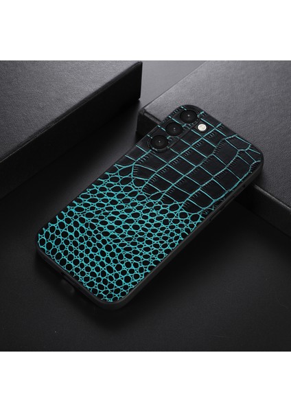 Samsung Galaxy S23 Için Shock Anti-Shock Timsah Doku Telefon Kılıfı Orijinal Cowhide Deri Kaplamalı Pc+Tpu Kırpma Dayanıklı Cep Telefonu Kapağı (Yurt Dışından)