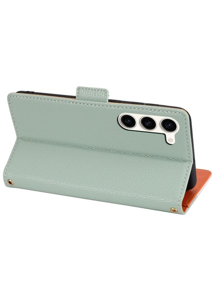 Samsung Galaxy S23 Için Telefon Deri Kılıfı, Üç Renkli Ekleme Litchi Doku Cep Telefonu Stand Kapak Cüzdanı Kayış (Yurt Dışından) modelleri