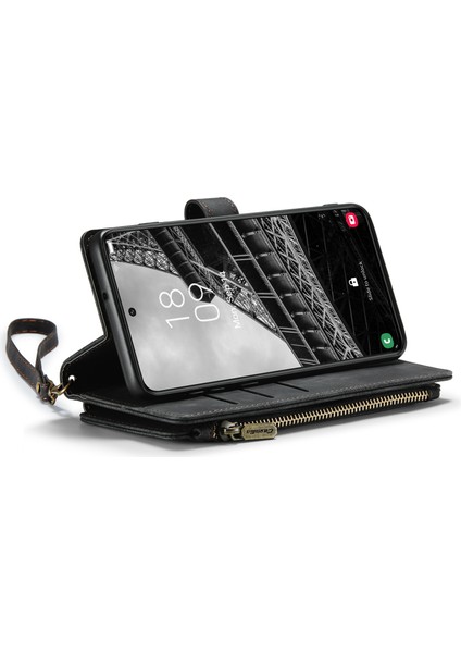 Samsung Galaxy S23 Pu Deri Fermuarı Cep Kılıf Kart Yuvaları Stand Telefon Kapağı (Yurt Dışından)