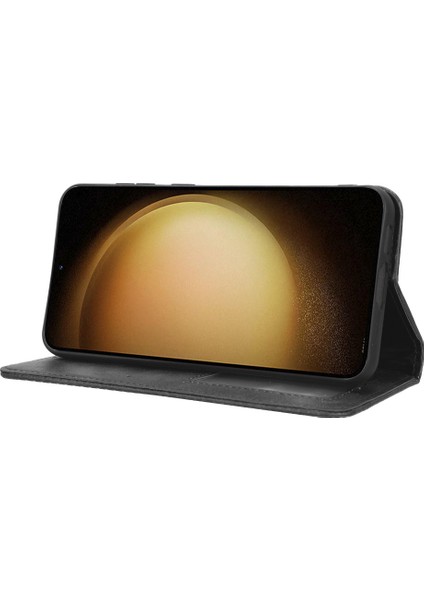 Samsung Galaxy S23 Için Retro Doku Telefon Kılıfı, Pu Deri Stand Cüzdan Cep Telefonu Kapağı (Yurt Dışından)