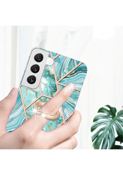 Samsung Galaxy S23 Için Elektrokaplama Birleştirme Mermer Desen Imd Kickstand Case Yumuşak Tpu Telefon Kapağı (Yurt Dışından)