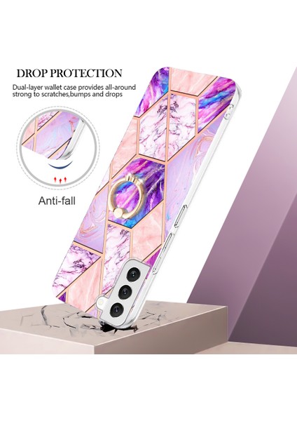 Samsung Galaxy S23 Için Elektrokaplama Birleştirme Mermer Desen Imd Kickstand Case Yumuşak Tpu Telefon Kapağı (Yurt Dışından)
