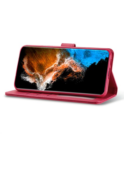 Samsung Galaxy S23 Çizgi Anti-Kırpma Buzağı Dokusu Manyetik Toka Telefon Kapağı Cüzdan Standı Pu Deri Koruyucu Telefon Kılıfı (Yurt Dışından) modelleri