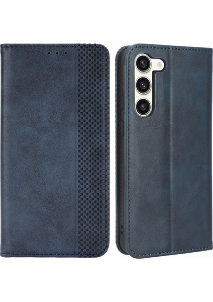 Samsung Galaxy S23 Için Retro Doku Telefon Kılıfı, Pu Deri Stand Cüzdan Cep Telefonu Kapağı (Yurt Dışından)