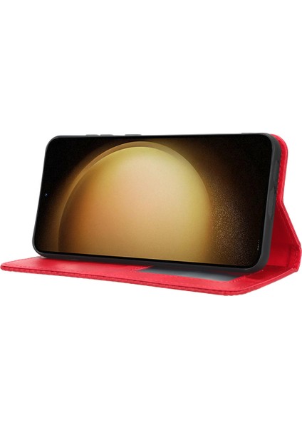 Samsung Galaxy S23 Için Retro Doku Telefon Kılıfı, Pu Deri Stand Cüzdan Cep Telefonu Kapağı (Yurt Dışından)
