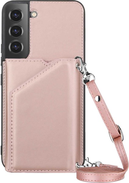 Samsung Galaxy S23 Kickstand Cilt Touch Pu Deri Telefon Kılıf Omuz Çantası Için Kart Tutucu Telefon Kapağı (Yurt Dışından)