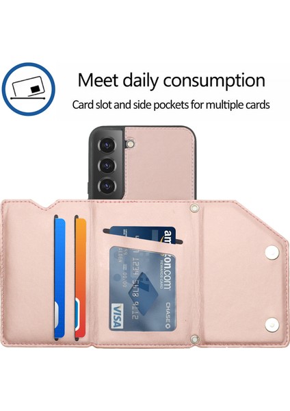 Samsung Galaxy S23 Kickstand Cilt Touch Pu Deri Telefon Kılıf Omuz Çantası Için Kart Tutucu Telefon Kapağı (Yurt Dışından) modelleri