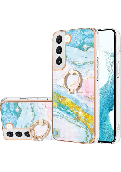Samsung Galaxy S23 Yüzük Kickstand Tpu Kapak Imd Mermer Desen Elektrapan Cep Telefonu Kılıfı (Yurt Dışından)