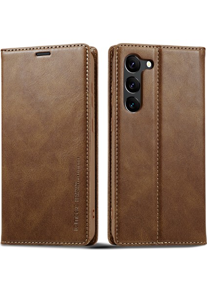 Samsung Galaxy S23 Şok Geçirmez Anti-Çizik Pu Deri Flip Cüzdan Kılıfı Rfıd Engelleme Iç Tpu Stand Manyetik Emilim Kapağı (Yurt Dışından)