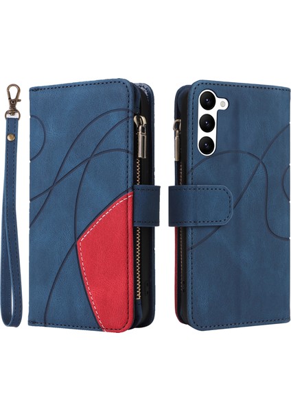 Samsung Galaxy S23 Anti-Fall Pu Deri Telefon Kapağı Iki Renk Ekleme Fermuar Cep Mobil Telefon Kılıfı Birden Çok Kart Yuvası (Yurt Dışından) fiyatları