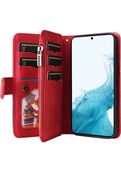 Samsung Galaxy S23 Anti-Fall Pu Deri Telefon Kapağı Iki Renk Ekleme Fermuar Cep Mobil Telefon Kılıfı Birden Çok Kart Yuvası (Yurt Dışından) fiyatları