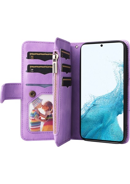Samsung Galaxy S23 Anti-Fall Pu Deri Telefon Kapağı Iki Renk Ekleme Fermuar Cep Mobil Telefon Kılıfı Birden Çok Kart Yuvası (Yurt Dışından) fiyatları
