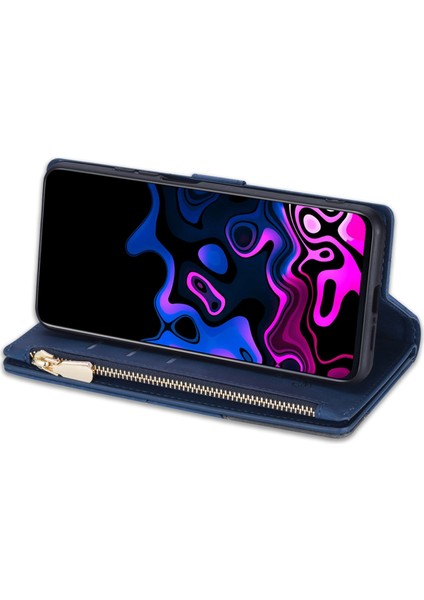 Samsung Galaxy S23 Için Deri Cüzdan Telefon Kılıfı S23 5g Anti-Güz Koruyucu Kapak Renk Ekleme Stand Baskı Hatları Fermuar Cepi ile Telefon Kılıfı (Yurt Dışından) modelleri