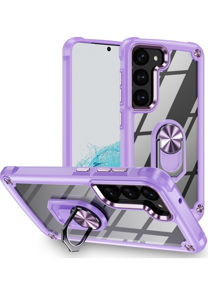 Samsung Galaxy S23 Metal Yüzük Kickstand Back Case Pc + Tpu Cep Telefonu Anti-Drop Koruyucu Kapak (Yurt Dışından)