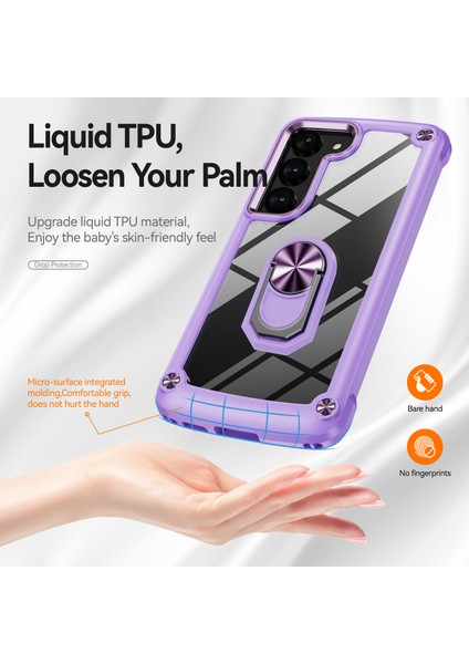 Samsung Galaxy S23 Metal Yüzük Kickstand Back Case Pc + Tpu Cep Telefonu Anti-Drop Koruyucu Kapak (Yurt Dışından) modelleri