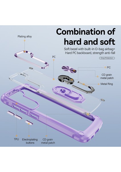 Samsung Galaxy S23 Metal Yüzük Kickstand Back Case Pc + Tpu Cep Telefonu Anti-Drop Koruyucu Kapak (Yurt Dışından) indirimleri