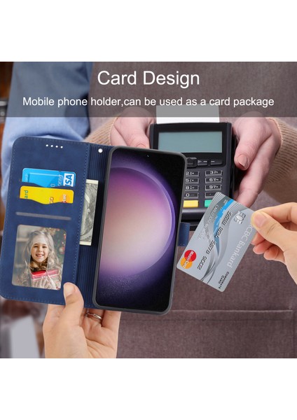 Samsung Galaxy S23, Pu Deri Çizgiler Için Pu Deri Stand Telefon Kılıfı Baskılı Telefon Cüzdan Kapağı (Yurt Dışından) modelleri