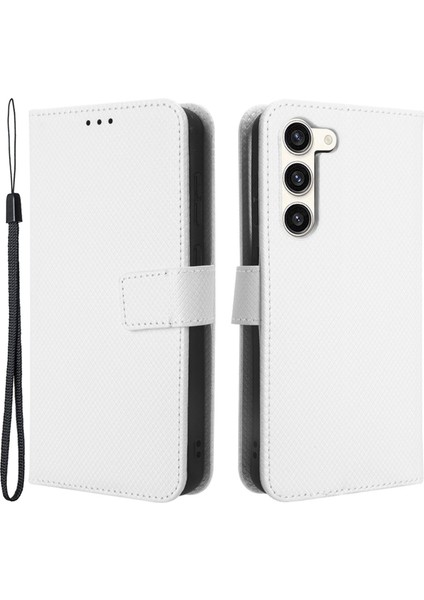 Samsung Galaxy S23 Için Pu Deri Telefon Kılıfı, Elmas Doku Cüzdan Stand Şok Geçirmez Telefon Kapağı (Yurt Dışından)