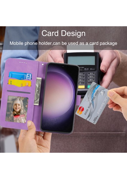 Samsung Galaxy S23, Pu Deri Çizgiler Için Pu Deri Stand Telefon Kılıfı Baskılı Telefon Cüzdan Kapağı (Yurt Dışından) modelleri