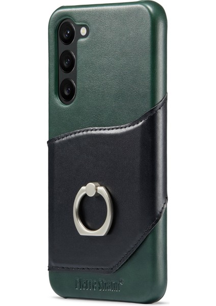 Samsung Galaxy S23 Döner Yüzük Kickstand Telefon Kılıf Kart Tutucu Orijinal Deri+Pc Kapağı (Yurt Dışından)