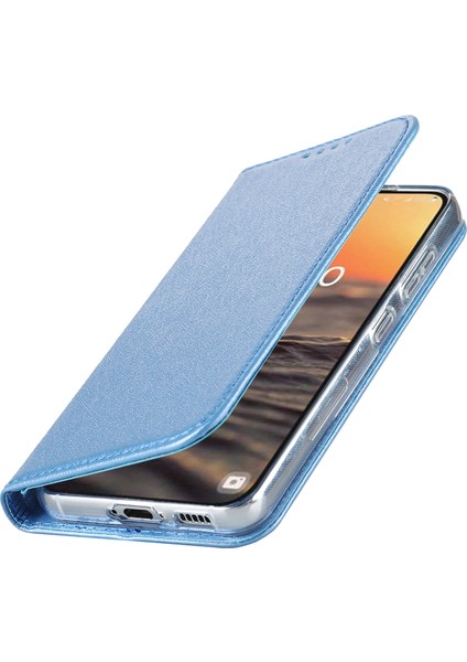 Samsung Galaxy S23 Için Şok Geçirmez Telefon Kılıfı Pu Deri Ipek Doku Telefon Kapak Cüzdan Standı Bilek Kayışı (Yurt Dışından)