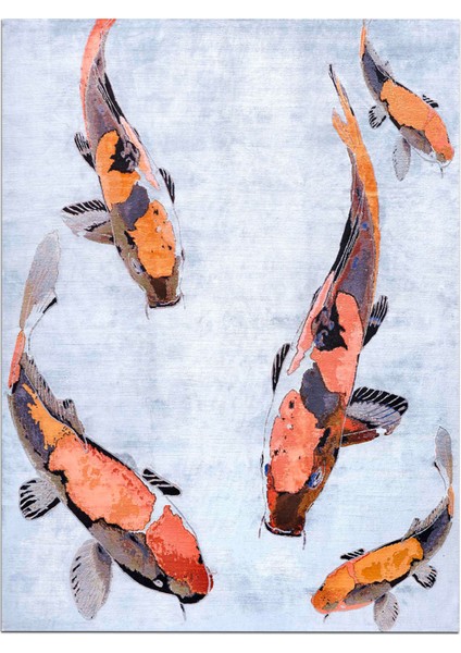 balık Figürlü Mavi Dekoratif Dokuma Taban Halı Mira 1257 fiyatları