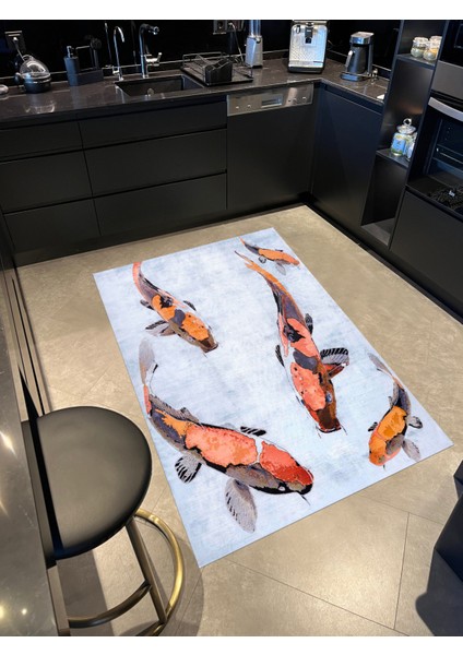 balık Figürlü Mavi Dekoratif Dokuma Taban Halı Mira 1257 modelleri