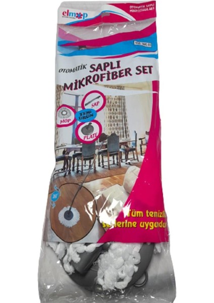 Döner Başlıklı Yedek Mop Seti - Mikrofiber Mop + Teleskobik Sap