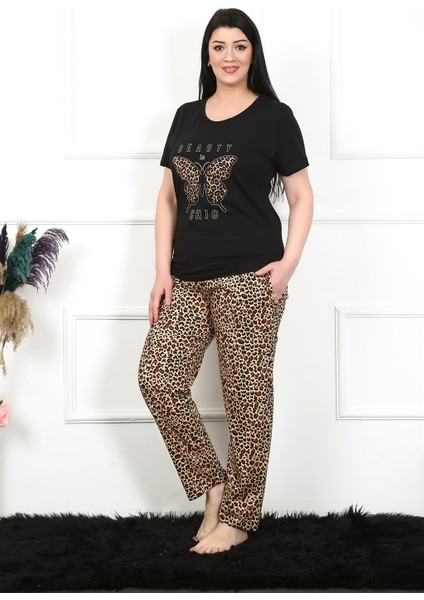 Kadın Büyük Beden Kısa Kol Pijama Takım 202203