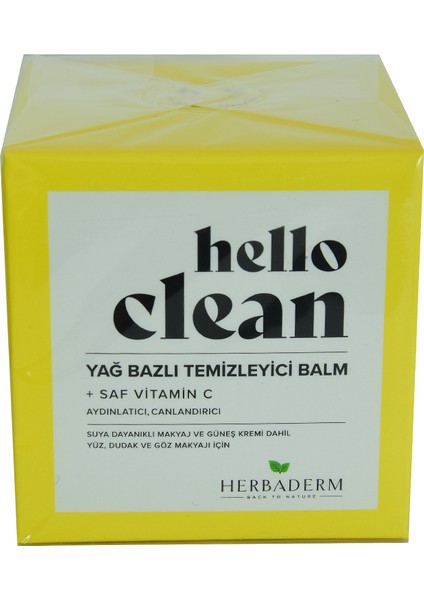 Hello Clean Yüz Dudak ve Göz İçin Yağ Bazlı Temizleyici Balm Saf C Vitaminli 100 ml