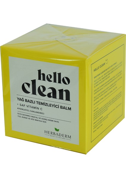 Hello Clean Yüz Dudak ve Göz İçin Yağ Bazlı Temizleyici Balm Saf C Vitaminli 100 ml