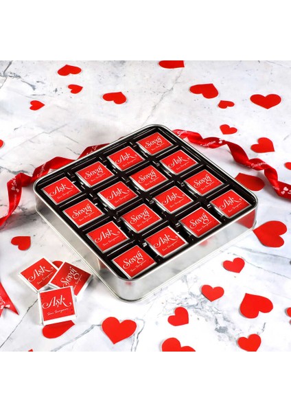Sevgiliye Hediye 32 Adet Madlen Çikolata Metal Kutu Model 2 modelleri