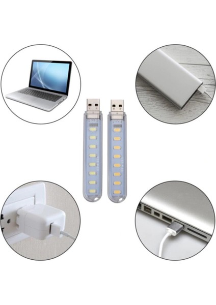 8 LED Beyaz Işık Taşınabilir Mini USB LED Lamba 5730 Smd Kamp Stick LED