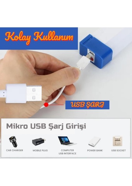 USB Şarjlı 3 Modlu Mıknatıslı Balıkçı - Kamp Feneri LED Şarjlı Işıldak 60 W 52 cm