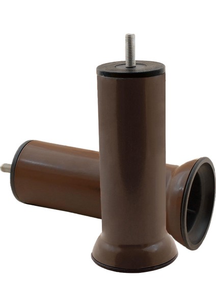 Baza Mobilya Kanepe Koltuk Destek Ayağı M8 Civatalı Kahverengi Metal Ayak 15 cm (12 Adet)