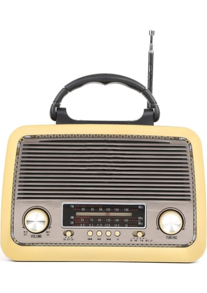 All Avcill 301 Şarjlı Nostaljik Görünümlü Fenerli Radyo Bluetoothlu Mp3 Çalar Radyo Müzik Kutusu RDL-4637 Mp3