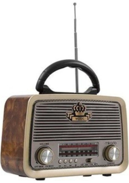 301 Ahşap/kahve Usb-Tf Bluetooth 3 Band Klasik Radyo