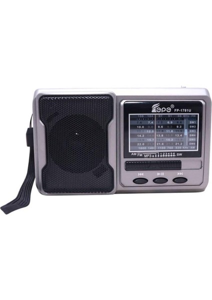 Fm Radyolu Bluetoothlu Şarjlı Cep Radyosu + El Feneri FP-1781BT