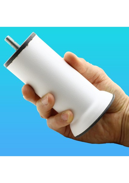 Mobilya Baza Kanepe Koltuk Destek Ayağı Metrik 8 Civatalı Ince Diş Beyaz Metal Ayak 12 cm (12 Adet)
