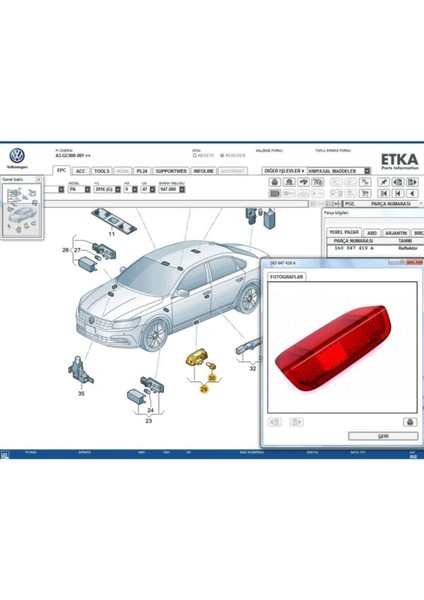 Volkswagen Kapı Reflektörü 1K0947419 modelleri