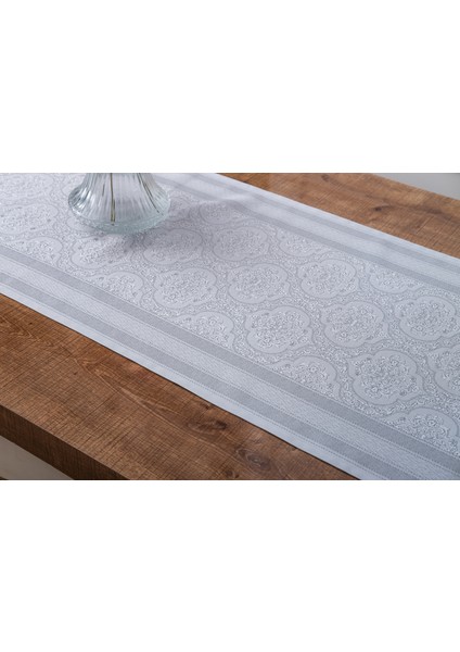 Roma Jakar Polyester Kumaş Gri Runner 45X150 CM-1476