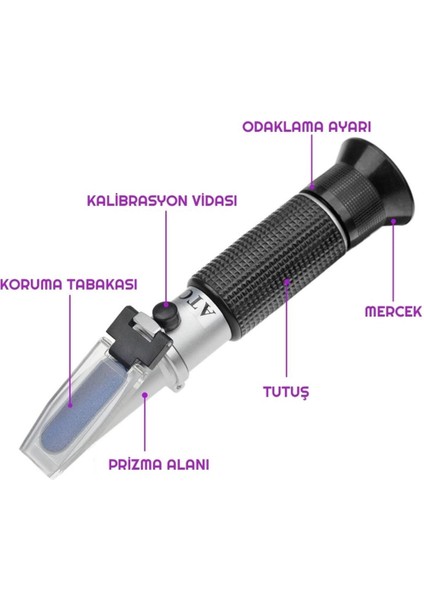0-32% Brix Refraktometre Şeker Konsantrasyonu Ölçüm Cihazı Atc
