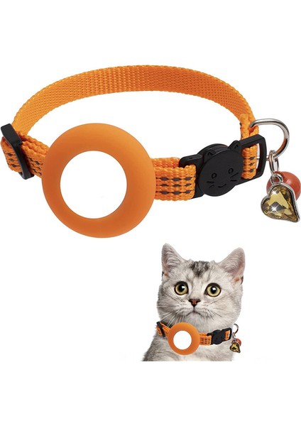 Airtag Pet Yakası Gps Izleyici Silikon Koruyucu Kapak Çan ve Kalp Şekli Kolye (Yurt Dışından)