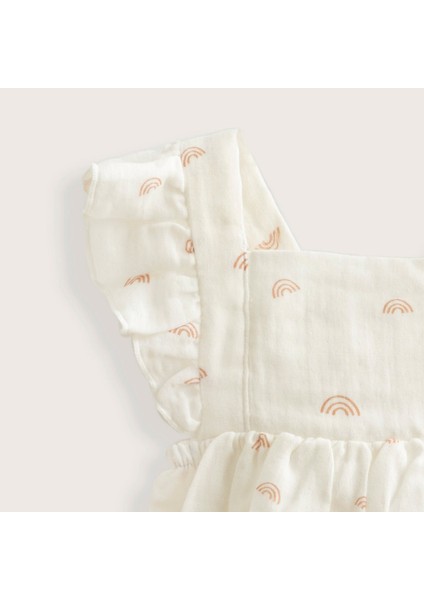 Rainbow Fırfırlı Baskılı Tulum&şapka Set Ekru fiyatları