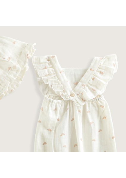 Rainbow Fırfırlı Baskılı Tulum&şapka Set Ekru modelleri