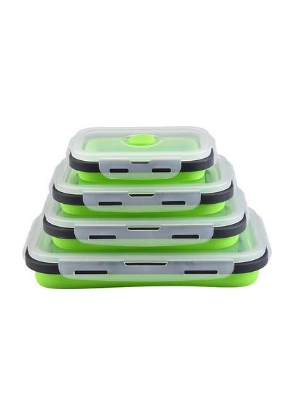 Bento Box Öğle Yemeği Kutusu Silikon Katlanır 350/500/800/1200 Ml 4 Parça Set (Yurt Dışından)