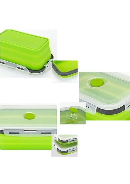 Bento Box Öğle Yemeği Kutusu Silikon Katlanır 350/500/800/1200 Ml 4 Parça Set (Yurt Dışından)