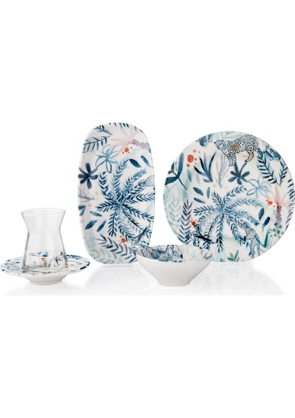 Flores Kahvaltı Takımı-18 Parça-Mavi